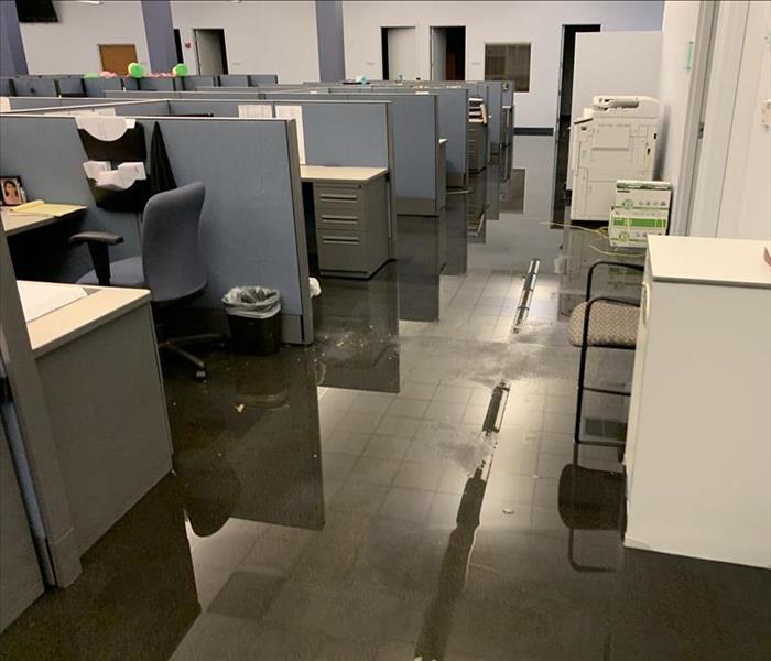 Standing water in office space.